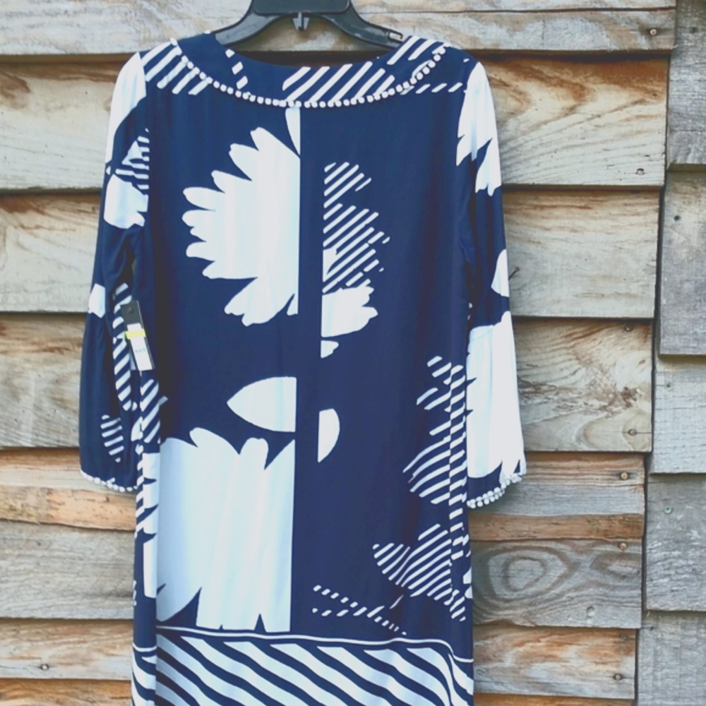 Crown & Ivy Women's Dress Navy/White Geometric Pattern New With Tags Small - Picture 6 of 16